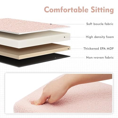 ROOM | Amazon | B FSOBEIIALEO Small Storage Ottoman Cube Sherpa Ottomans Foot Rest, Foldable Boucle Ottoman, Faux Teddy Fur, Cream White 12.6"x12.6"x12.6" - White - 12.6"x12.6"x12.6" thumbnail 7