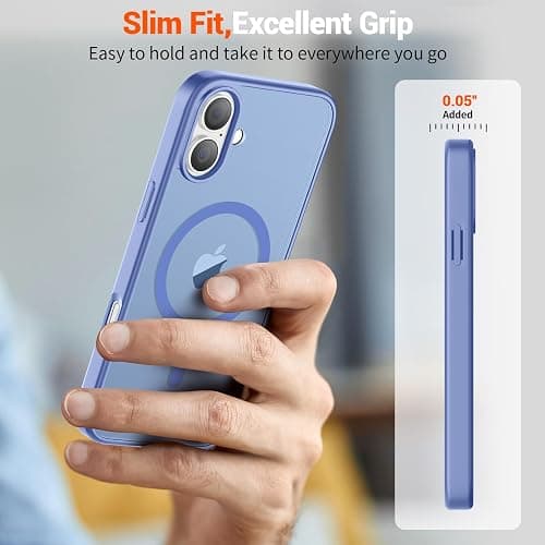 SUPFINE Magnetic for iPhone 16 Case (Compatible with MagSafe) (Military Grade Drop Protection) Slim Translucent Matte Shockproof Phone Cover,Blue Purple thumbnail 7
