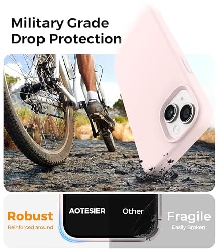 AOTESIER Compatible with iPhone 14 Case, Full Body Food-Grade Silicone Wear-Resistant, Anti-Drop Protection with Soft Anti-Scratch Microfiber Lining Phone Case for iPhone 14, 6.1 inch, Chalk Pink thumbnail 3