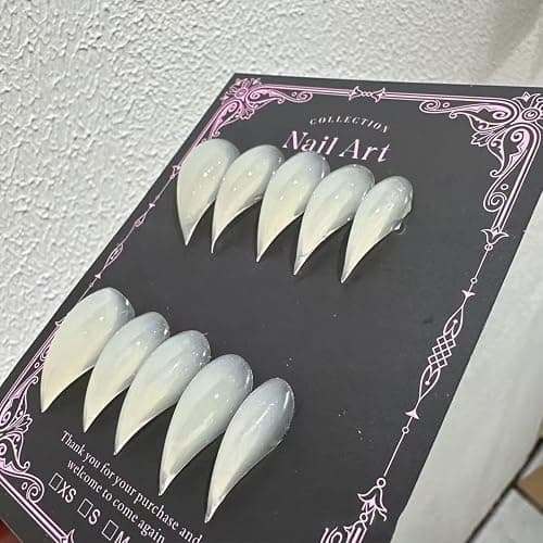 10 Pcs Handmade Press on Nails Short Curved Unique Stiletto Eagle Claw Acrylic Fake Nail with Dragon Claw Design Thickened Goth Nails Press Ons Full Cover Reusable Glue on Nail for Women（S） - Image 1