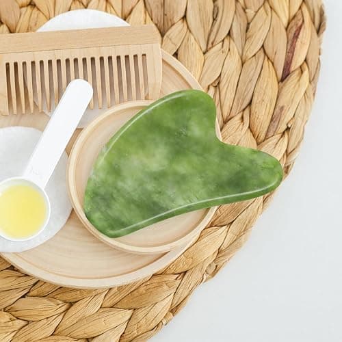 airogym Jade Stone Gua Sha Massage Tool Set Body GuaSha Tool with Handle Muscle Scraping Massage Tools Facial Anti Cellulite Spa Acupuncture Tools for Back Neck Face Leg Massage, Lymphatic Drainage thumbnail 7
