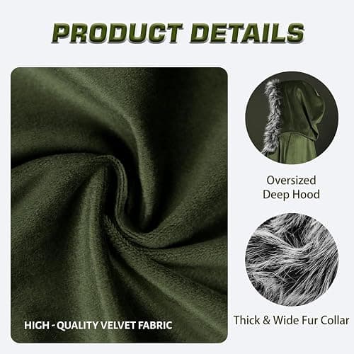 Medieval Hooded Cloak Renaissance Viking Cloak Fur Cape with Hood for Men and Women thumbnail 2