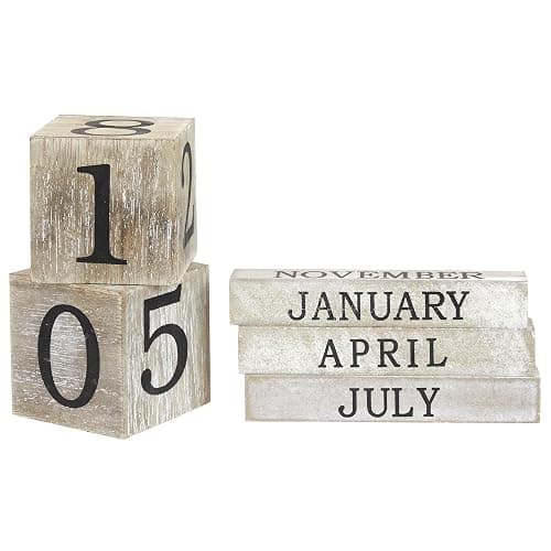 Wooden Perpetual Block Calendar for Desk, Wood Month Date Display Blocks for Teachers, Students, Classroom, Rustic Farmhouse Office Decor, Desk Accessories (5 x 4 In) thumbnail 7