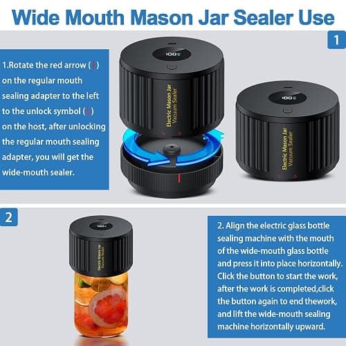 LOVE MOMENT Electric Mason Jar Vacuum Sealer Kit for Wide Mouth and Regular Mouth Mason Jars thumbnail 4