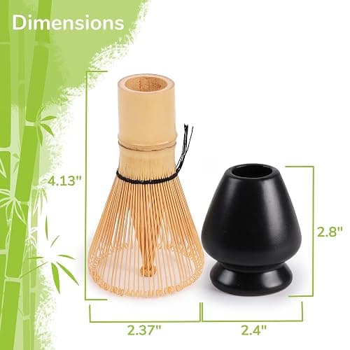 Matcha Tea Bamboo Whisk And Ceramic Rest 2 Piece Set - Black Holder thumbnail 3