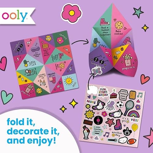 Ooly DIY Origami Fortune Teller Kit, Cootie Catcher, 24 Designs & Stickers | Ages 6+, Includes 12 Completed, 6 Blank, and 6 Coloring Folding Fortune Tellers, Fun Screen-Free Craft Activity Gift for Kids thumbnail 4