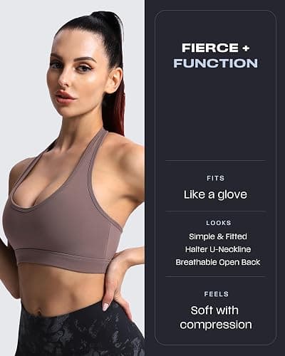 Aoxjox Women's Workout Sports Bras Fitness Halter Bra Yoga Crop Tank thumbnail 2