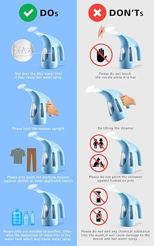 HiLIFE Steamer for Clothes, Portable Handheld Design, 240ml Big Capacity, 700W, Strong Penetrating Steam, Removes Wrinkle, for Home, Office(ONLY FOR 120V) (Sky Blue) thumbnail 7