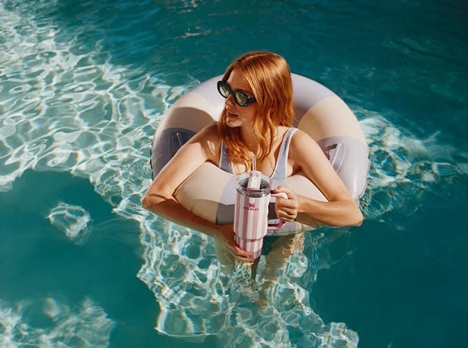 STANLEY Quencher H2.0 Tumbler with Handle and Straw 40 oz | Flowstate 3-Position Lid | Cup Holder Compatible for Travel | Insulated Stainless Steel Cup | BPA-Free | Peach Whip Cabana Gloss thumbnail 2