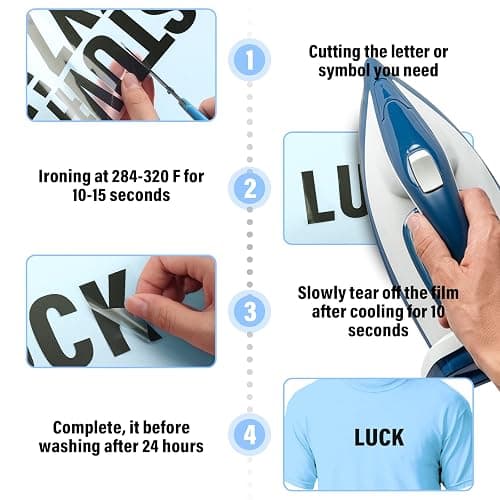 Lucomb 10 Sheets 440 Pieces Iron on Letters, 2 Inch Heat Transfer Vinyl Letters with A-Z PU Alphabets Sticker for Fabric, Clothing T-Shirt Printing DIY Craft thumbnail 4