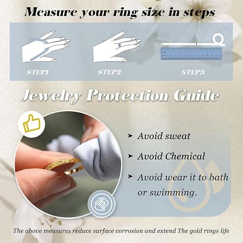 Fansilver Stackable Chunky Gold Rings for Women Non Tarnish Dainty 14K Gold Plated Stacking Thumb Rings Set Trendy Gold Wedding Band Ring Size 5-11 thumbnail 4