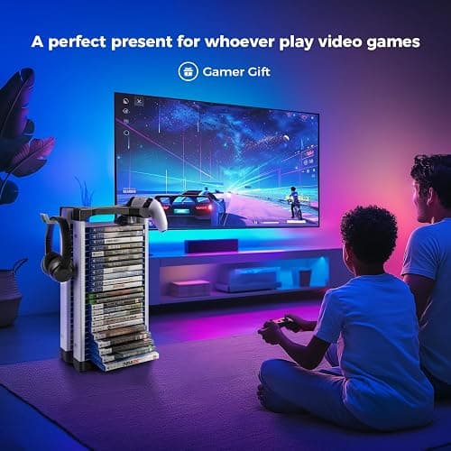 ASFSKY Video Game Storage Tower - 24 Game Holder Stand with 2 Hooks for Controllers Universal Organizer Compatible with PS5, PS4, Xbox, Switch Games (23) thumbnail 6