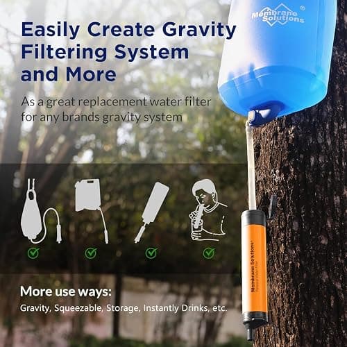 Membrane Solutions Straw Water Filter S1, NSF/ANSI 42&372&401 certificated, Survival Filtration Portable Gear, Emergency Preparedness, Supply for Drinking Hiking Camping Team Family Outing thumbnail 4