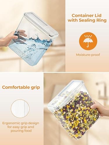 FOHERE Cereal Storage Containers with Lids, 3.7L, 4PCS, BPA-Free Plastic | Food Containers with 6 Labels, Pantry Organizers for Cereal, Cornflakes, Flour, Cereal Dispenser for Kitchen Storage thumbnail 6
