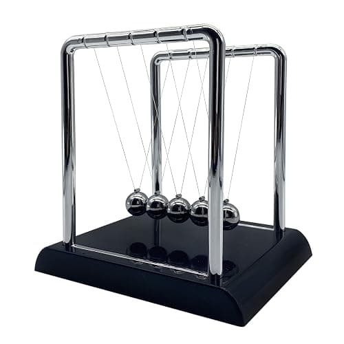 BEWITU Newtons Cradle Balance Balls, Swinging Balls with Black Base, Science Physics Accessories for Adults, Calm Down Fidgets Kit, Desk Ornament for Stress Relief, Office Home Decoration (Black) - Image 1
