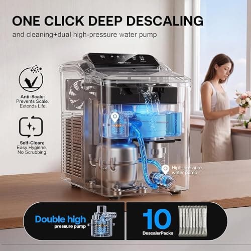 Nugget Ice Maker Countertop, Soft Chewable Pellet Ice, 35lbs/Day | Stainless Steel Ice Maker Ready in 6 Mins with Touch Screen, Auto Ice Drop, Self-Cleaning, Scoop Included for Kitchen Office thumbnail 5