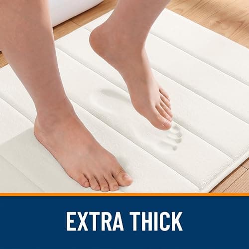 OLANLY Memory Foam Bath Mat 30x20, Super Soft Absorbent Bathroom Rugs, Quick Dry, Machine Washable Shower Floor Rugs, Bathmat Carpet, Bathroom Home Decor Accessories, Ivory thumbnail 5