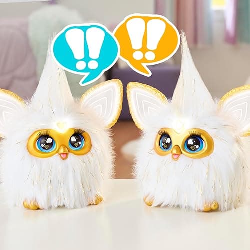 Furby Gold Glam Interactive Plush Toys for 6 Year Old Girls & Boys & Up, Voice Activated Animatronic, Speaks English & Furbish, White, Christmas Stocking Stuffers (Amazon Exclusive) thumbnail 6