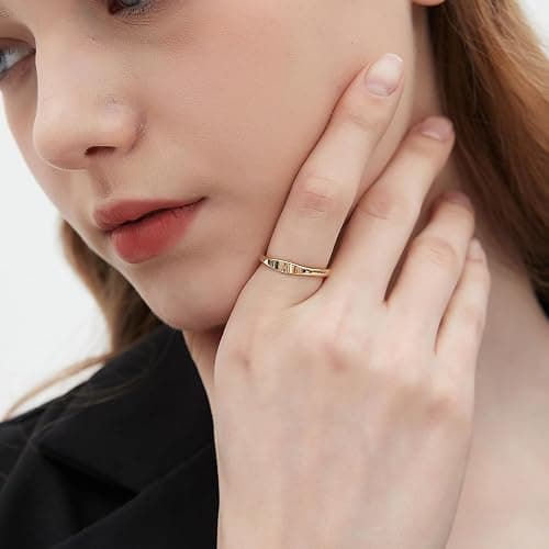 YURZA Gold Initial Rings for Women Non Tarnish Thumb Rings for Teen Girls 14K Gold plated for Women thumbnail 5