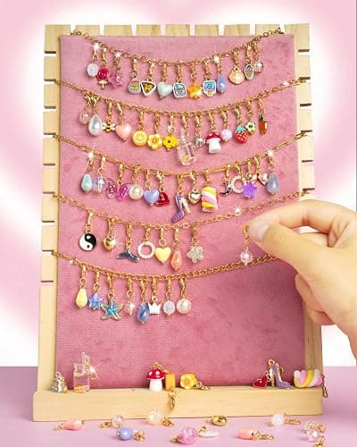 Deinduser Charm Bracelet Making Kit for Girls, Clip on Charms Kit for Bracelets, Charms for Bracelets with Clasp, Chain Bracelet Set for Girls, Ages 5-12 thumbnail 6