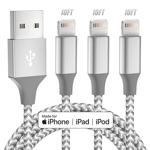 iPhone Charger Fast Charging Lightning Cable Phone Charger (Grey White) | MFi Certified Lightning Cable, 3 Pack 10FT, Fast Charging and Data Sync, for iPhone 14 13 12 11 Pro Max XR X 8 7 6 - Image 1