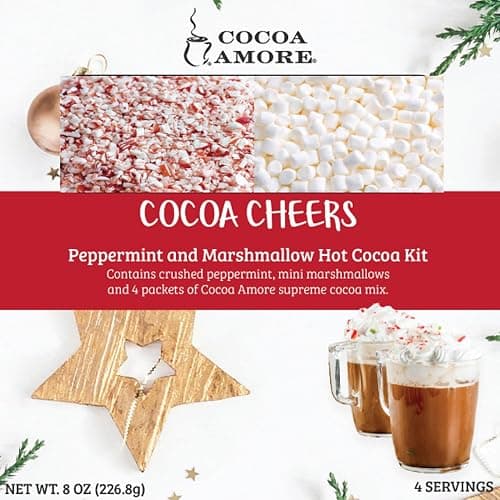 Hot Chocolate Cocoa Mix Gift Kit - Supreme Gourmet Cocoa Mix Packets, Crushed Peppermint & Mini Marshmallows | Instant Drink 4 Servings 8 oz thumbnail 4