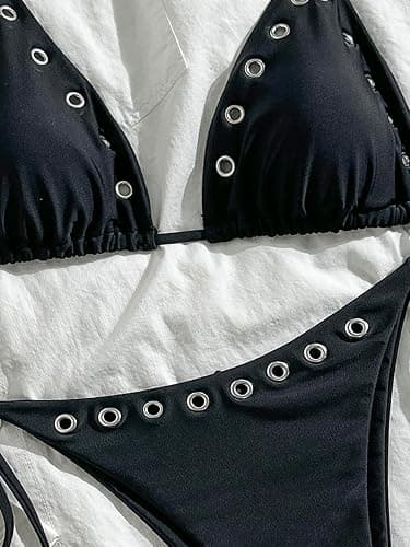 SEGT Women's 2 Piece Y2K Bikini Sets Grommet Eyelet String Thong Bathing Suit High Cut Triangle Micro Sexy Cheeky Swimsuits thumbnail 6