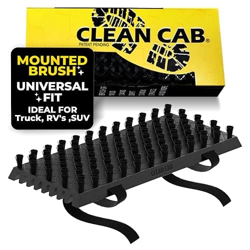 Clean Cab Universal Fit Truck Step Mounted Brush - Heavy Duty Boot Brush for Trucks, RVs, SUVs, and Semis - Easy Velcro Mounting - Perfect for Camping, Jobsite, and Home - Durable and Reliable - Image 1