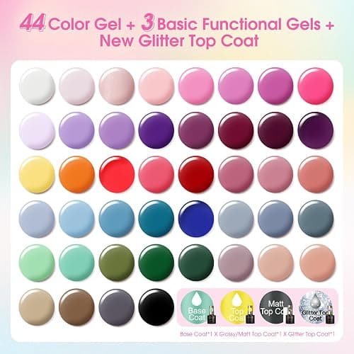 ROSALIND Vernis Semi Permanent, 48 Pièces Blanc Rose Pourpre Jaune Orange Rouge Couleurs Vernis Gel Bleu Gris Vert Marron Noir, Soak-off Mini UV/LED Vernis à Ongles Semi-permanent Manucure Kit thumbnail 2