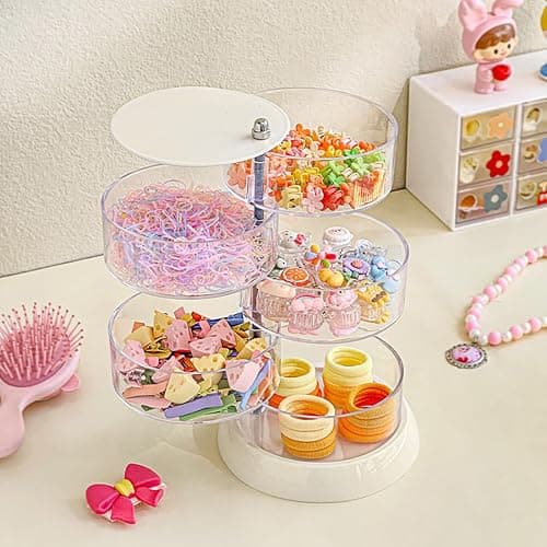 5-Layers Rotating Small Jewelry Boxes, Travel Jewelry Box Tray Case with Lid for Earrings Hair Accessories & Beauty Supplies Necklaces Bracelets Watches, Gift for Women Teen Girls thumbnail 6
