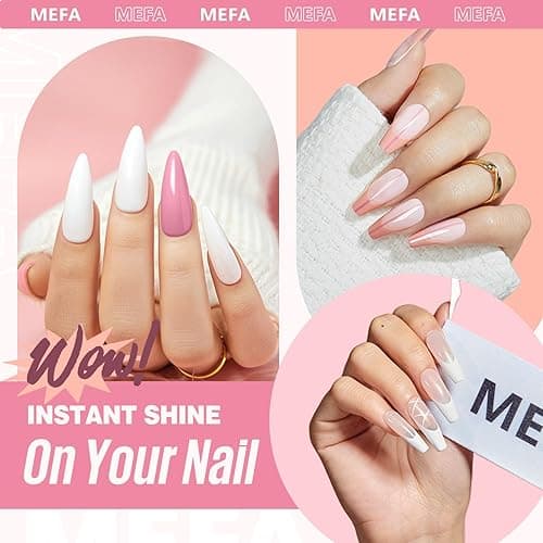 MEFA 19 Pcs Gel Nail Polish Kit with U V Light, 12 Colors All Seasons Nude Milky White Soak Off Gel Polish Nail Set with Base Top Coat Essential Manicure Tools Beginners Salon Nails DIY Art - 1-B Moonflower thumbnail 3