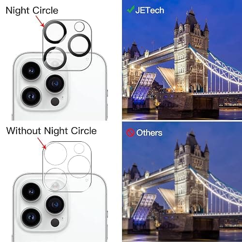 JETech Camera Lens Protector for iPhone 14 Pro 6.1-Inch and iPhone 14 Pro Max 6.7-Inch, 9H Tempered Glass, Anti-Scratch, Case Friendly, Does Not Affect Night Shots, HD Clear, 3-Pack thumbnail 6