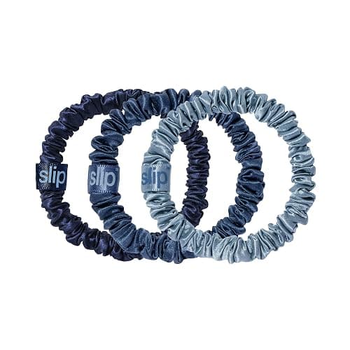 slip Skinny Scrunchies: Anti-Crease, Anti-Breakage Slipsilk™ Design Protects Delicate Hair | Amazon Exclusive, Includes 3 Pure Silk Scrunchies, Sea - Image 1