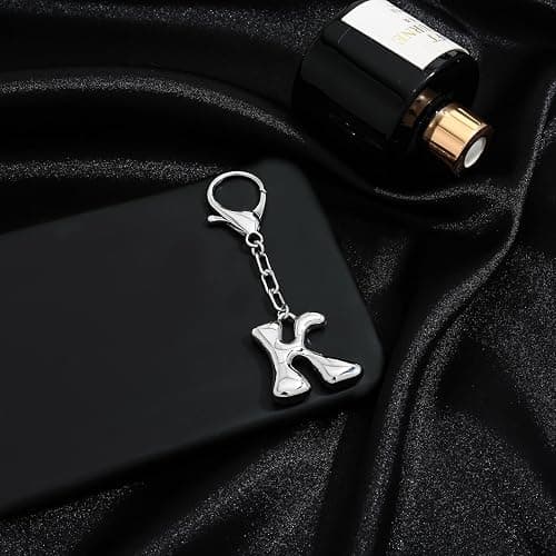 LILIE&WHITE Gold Bubble Initial Keychain For Women Handbag Charms Fashion Alphabet Keychain Accessories Gift thumbnail 5