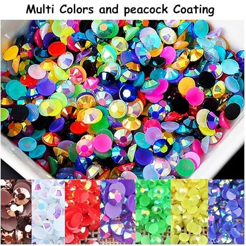 22000pcs Resin Rhinestones for Crafting, 28 Multicolor Mixed 3mm SS10 Non-Hotfix Gem Beads, Jelly AB Gems Stones, Multicolor Jewels Gems for Bedazzling Kit with B7000 for Nail DIY Crafting thumbnail 6