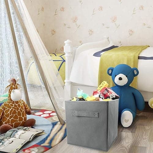 EBIGIC storage bins collapsible storage bins,cube storage organizer (Pack of 6) 9 * 7.5 * 7.5inch,For home and office Collapsible Closet Shelf Organizers, Drawer Organizers (Grey) - 9”x 7.5”x 7.5” - Grey 6Pack thumbnail 8