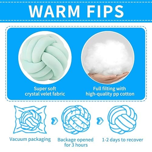 KEBAIHUA Knot Ball Pillows, Round Throw Pillow Cushion (Light Green,8.5") | Home Decor Soft Plush Pillow, Throw Knotted Ball Pillow, Stress-relief, Cute Decor for Kids Room,Sofa,Bed,Ideal Gift thumbnail 7