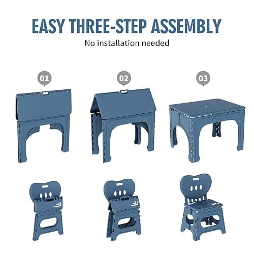 UNICOO® Kids Folding Table and Chairs Set, Kids Table and Chairs Foldable, Foldable Activity Table, Portable Picnic Table, Ideal for Indoor and Outdoor Use, Durable and Easy to Store (599)(Teal) thumbnail 7