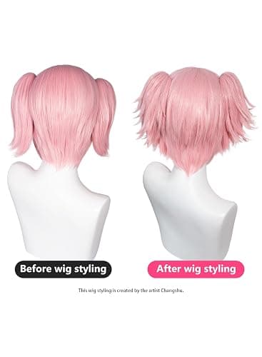 OSIAS Madoka Magica Wig Pink Short Synthetic Heat Resistant Hair thumbnail 5