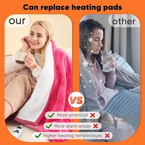 greenoak Heated Blanket Electric Throw 50"X60", Heating Blanket with 10 Heat Levels 8 Hours Auto-Off,Fleece Soft Christmas Blanket,Birthday Gifts for Women Mom, Coral Pink thumbnail 6