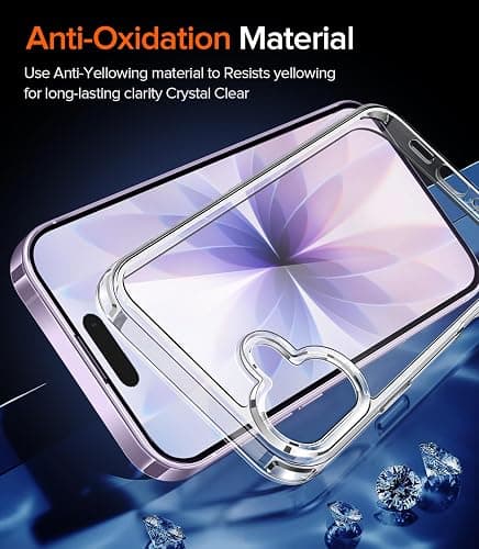 ivoler Clair Coque pour iPhone 17, avec 2 Pièces Verre Trempé, Anti-Jaunissement Protection Militaire Étui de Mince Bumper Housse - Transparente thumbnail 7