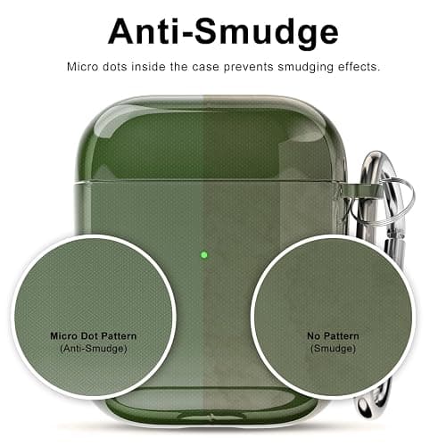 Svanove for Airpods Case Clear Hard Shell Plastic, Transparent TPU Girly Airpods 1st 2nd Generation Case with Keychain, Y2k Aesthetic Trendy Airpods Cover Accessories for Women, Green thumbnail 4