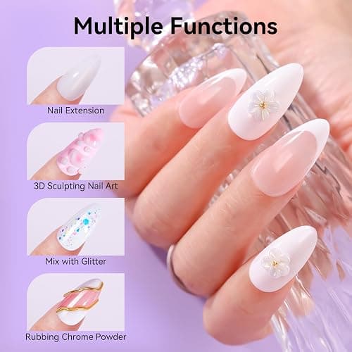 Makartt White 3d Gel Nail Art: 4-in-1 3d Nail Gel Sculpting Gels White Non-sticky for Extension, Shaping, 15ML Solid Builder Nail Gel for Nail Strengthen & Sculpture Gels for Nails Salon Home thumbnail 3