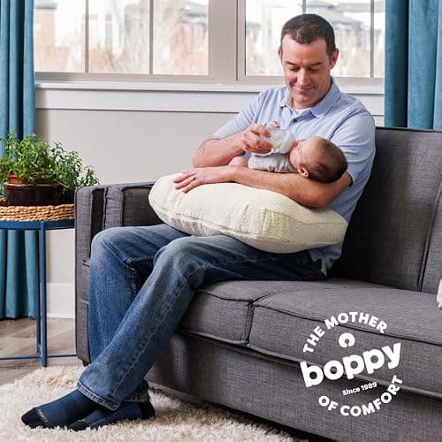 Boppy Nursing Pillow - Ergonomic Bottle & Breastfeeding Pillow with High, Firm, Large Area, Water-Repellent Cushion with Washable Cover; Baby Safety Alliance Verified - Oatmeal Boucle thumbnail 9