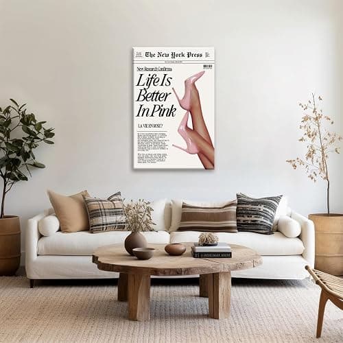 Trendy Baby Pink Poster 70s Canvas Prints The New York Press Wall Art Life Is Better in Pink Hot Girl Posters Preppy Aesthetic Decor Bedroom for Cool Girly Room Home Dorm 12x16inch Unframed thumbnail 3