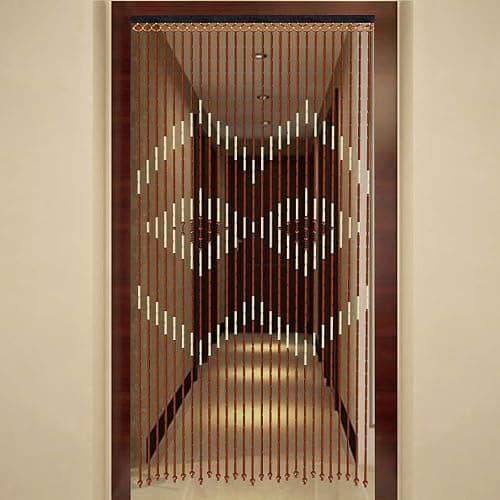 TFCFL Bamboo & Wooden Bead Curtain, 27 Lines Doorway Screen with Jagged Pattern W35.4 X H68.9 for Porch Bedroom Living Room (Coffee White) - Model 2 thumbnail 2