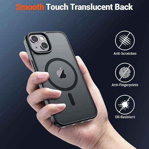 SUPFINE Magnetic for iPhone 14 Case & iPhone 13 Case (Compatible with MagSafe)(Military Grade Drop Protection) Translucent Matte Shockproof Phone Cover,Black thumbnail 6