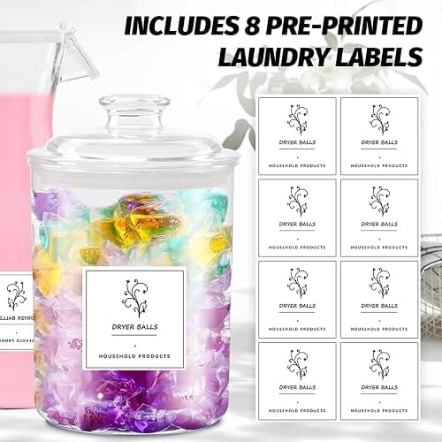 4PCS Laundry Storage Containers Jars, Liquid Laundry Detergent Storage Fabric Softener Dispenser with Labels Scoops Washing Powder Storage Acrylic Laundry Pods for Washing Pods Dryer Sheet Bath Bombs thumbnail 8