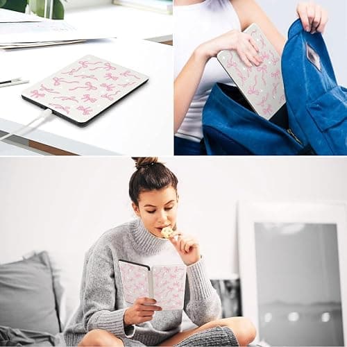 Cozynestcy Cute Girls Kawaii Bow Case for 7" Kindle Paperwhite(12Th Gen,2024)&Kindle Colorsoft Pink Bowknot Cover with Hand Strap Soft Pu Leather Case Compatible with Kindle Basic Auto Sleep&Wake thumbnail 6