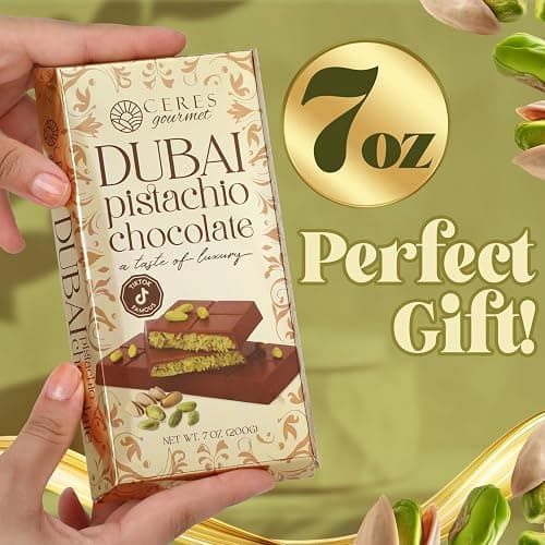 Dubai Crispy Knafeh Chocolate Pistachio Bar 7oz | Famous Dubai Kunafa Pistachio Chocolate Bar | Crispy Kunafe with Pistachio Paste | Gourmet Dessert Gift thumbnail 3